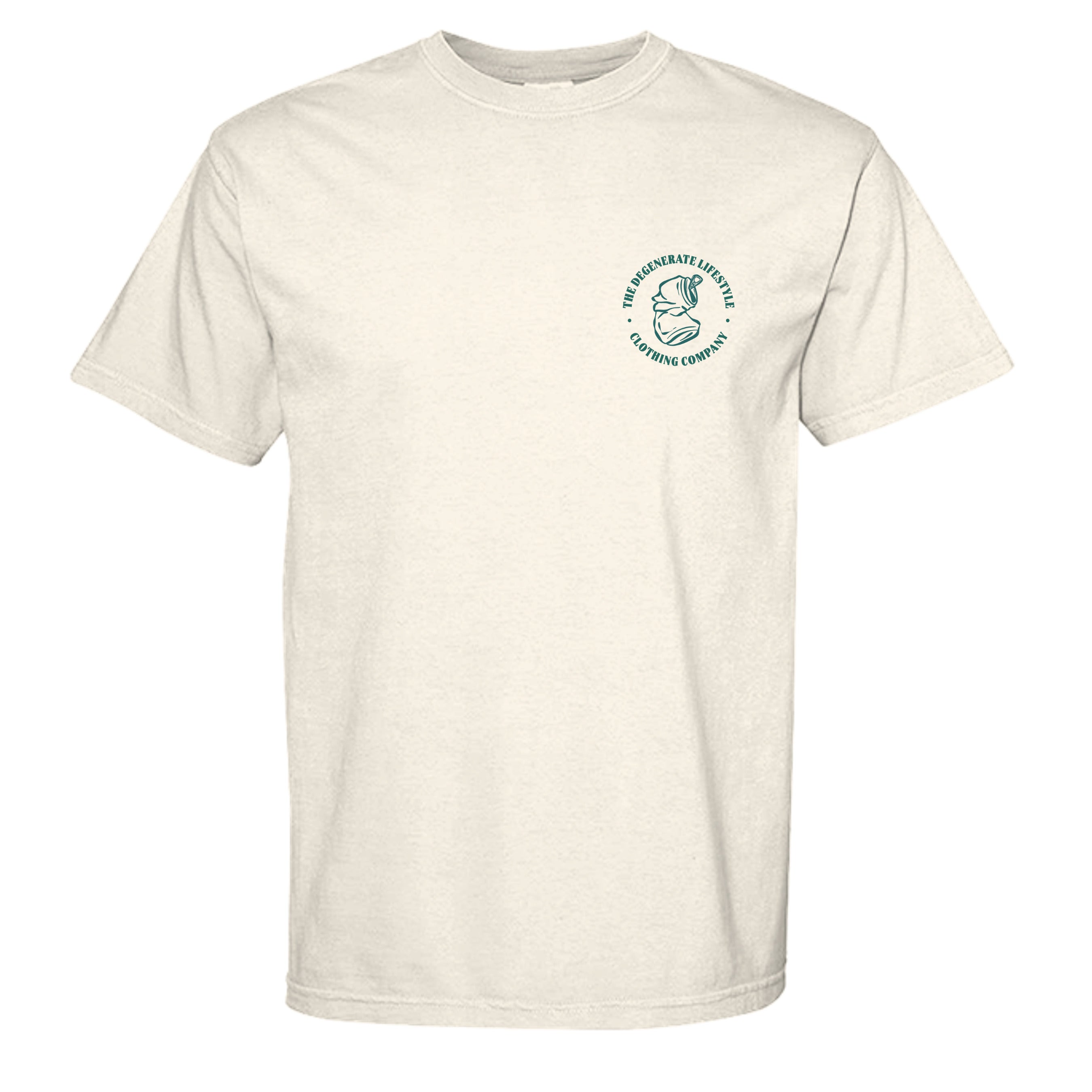The 4 B's Comfort Colors graphic tee in ivory, front view