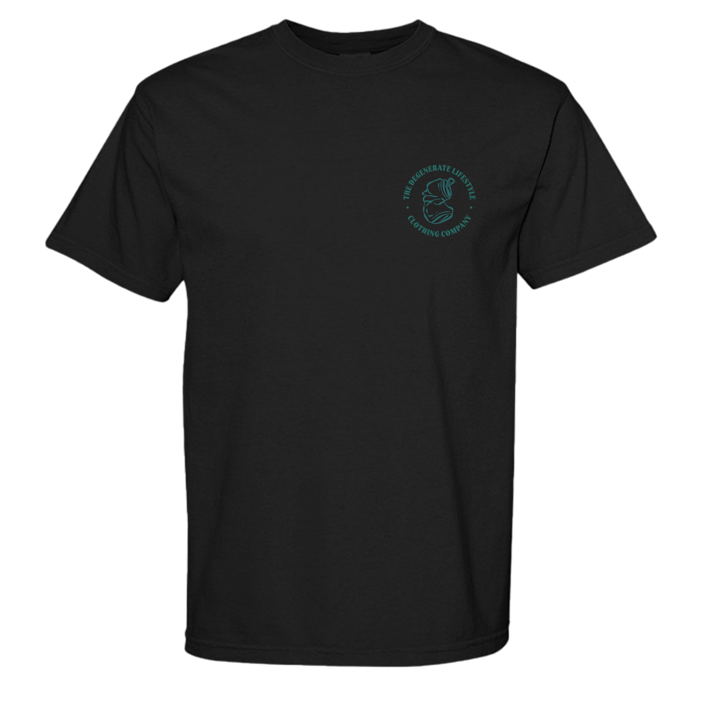 The 4 B's Comfort Colors graphic tee in black, front view