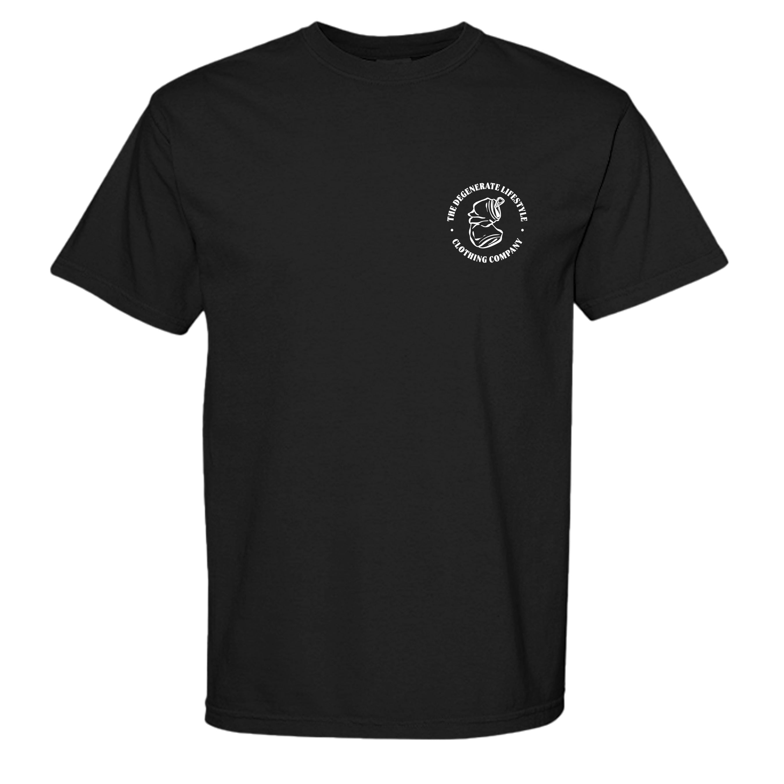 The 4 B's Comfort Colors graphic tee in black, front view
